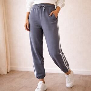 Zara Gray Slogan Striped West Columbia Jogger Trousers Sz M